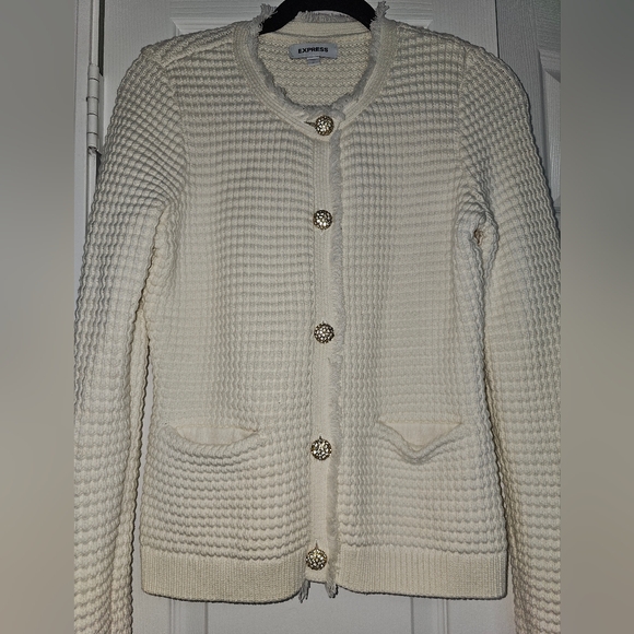 Express, Knit Cardigan, Cream Color, Size Medium - Picture 2 of 2